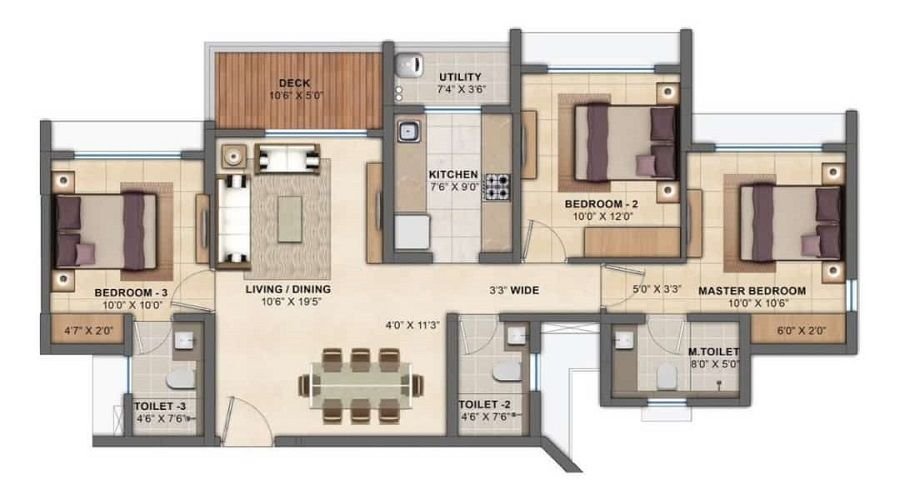 BSafal Maitri Park Chembur 3 BHK Floor Plan and Layout